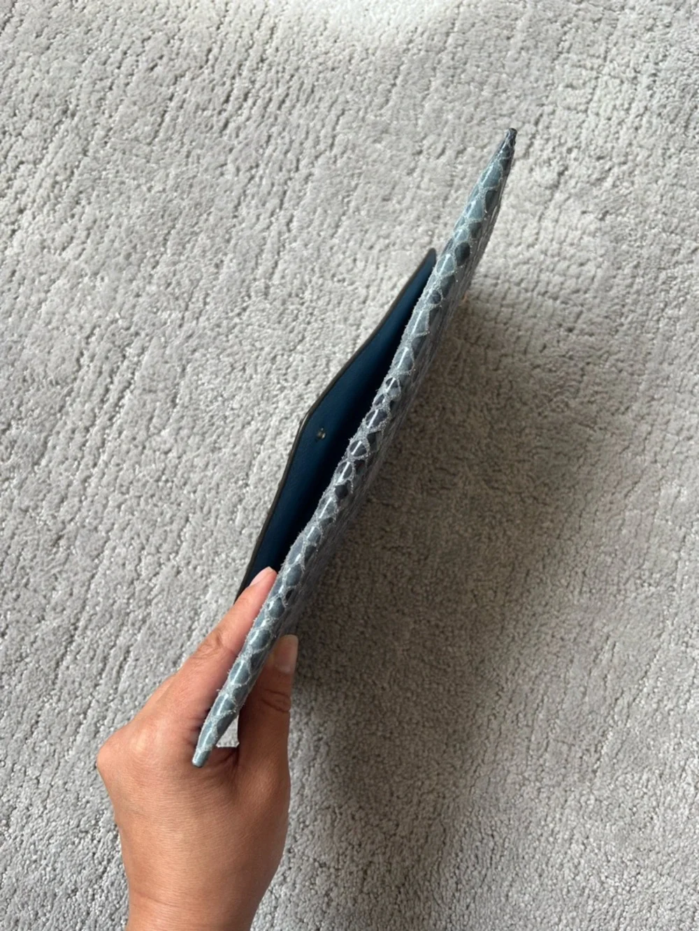 Michael Kors Blue Snakeskin Studded Envelope Clutch - Picture 7 of 12